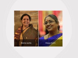 Two women , left one is Beena aunty and the right one is Vijaya mami
